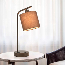 Modern Bronze Bedroom Table Lamp with USB Port