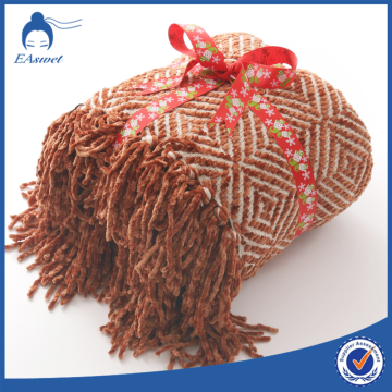 Wholesale 100% Acrylic knit twill brown heavy throw blanket