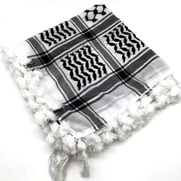 Black Yashmagh Shemagh Keffiyeh with Tassel - Arab Men's Arafat Scarf