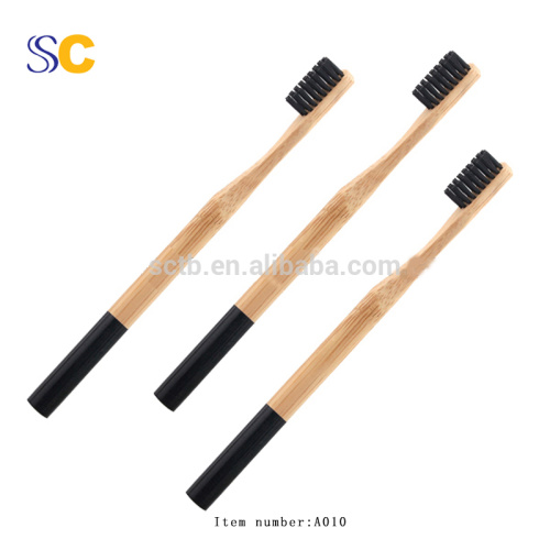 Natural Bamboo Toothbrush Round Colourful  Handle