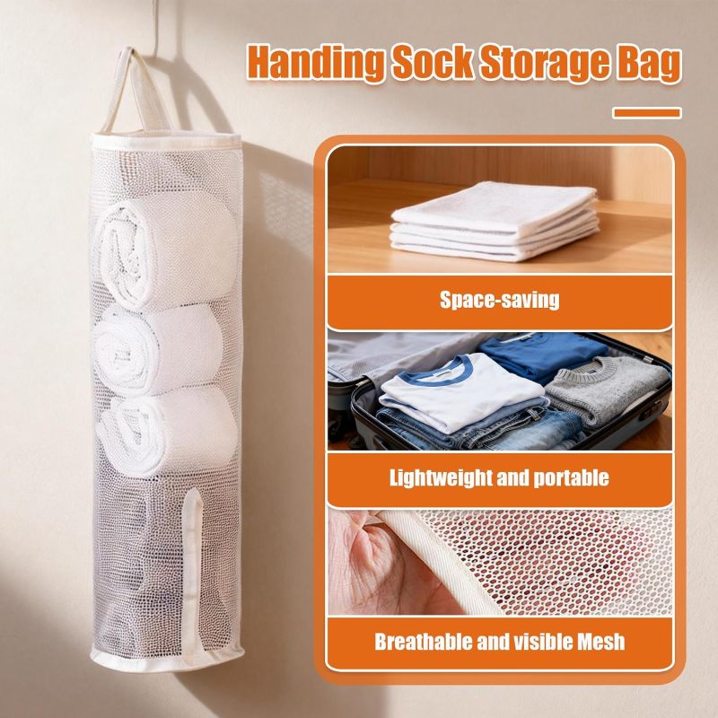 Hanging Sock Organizer,3 Pack Mesh Storage Bags