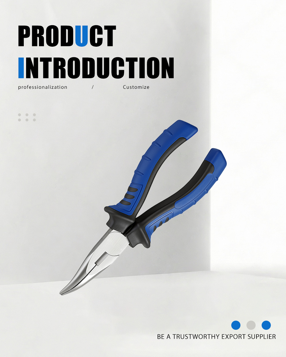 كماشة بأنف منحنية على الطراز الأوروبي مقاس 6 بوصة (55#) 6” European Style Bent Nose Pliers(55#)