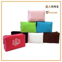 custom functional waffle weave cotton cosmetic bag