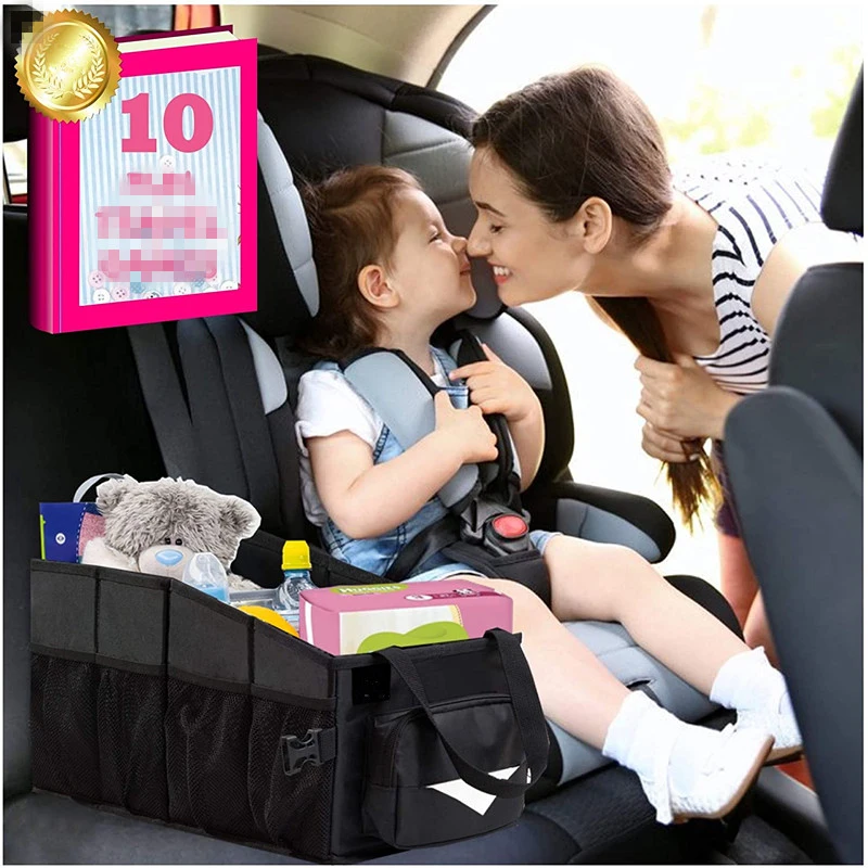 Kids Car Organizer Between Seats Travel Foldable Car Organizer Trunk Storage Box