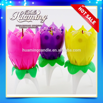 Single layer lotus flower happy birthday song candles