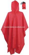 PEVA RED PONCHO WITH HOOD