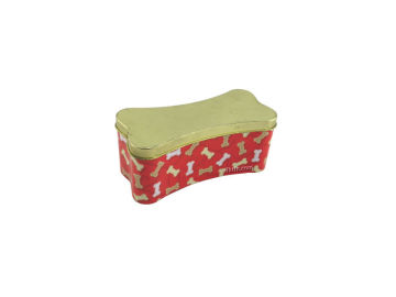 bone-shaped tin box, dog food tin, cat food box