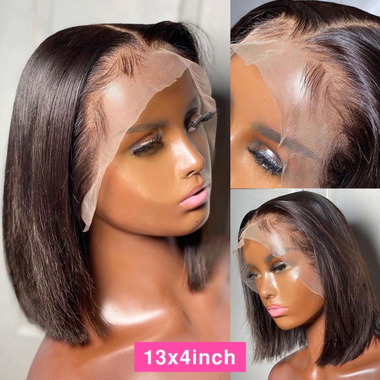 13*4 4*4 13*1 T lace bob wig silky Virgin Cuticle Aligned Brazilian natural color Human Hair wig wholesale price for black woman