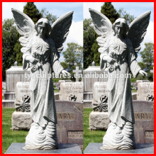 Decorative handmade standing grave angels with flowers for cemetery