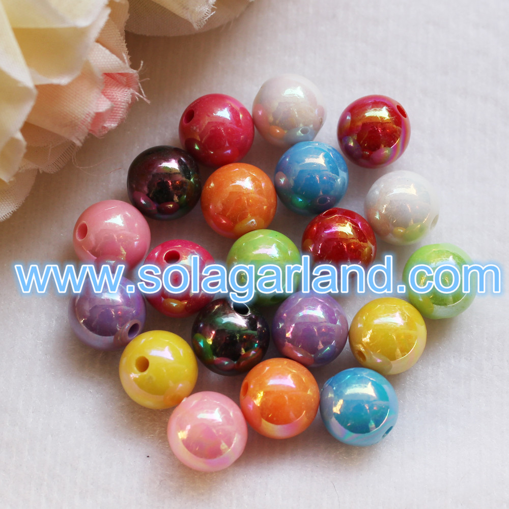 Acrylic Plastic Round AB Chunky Beads