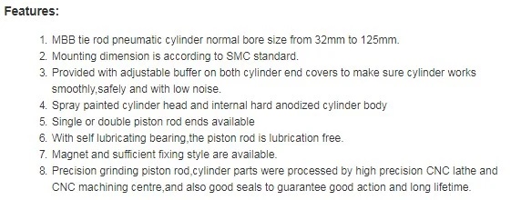 SMC Series Mbb Tie Rod Standard Pneumatic Air Cylinder