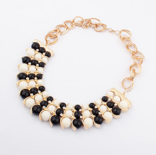 Factory Outlet exaggerated acrylic bead temperament dress necklace handmade beaded jewelry gold metal necklaces
