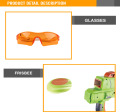 Nieuwe Design Kids speelgoed pistool kunststof Frisbee opsommingstekens batterij meegeleverd