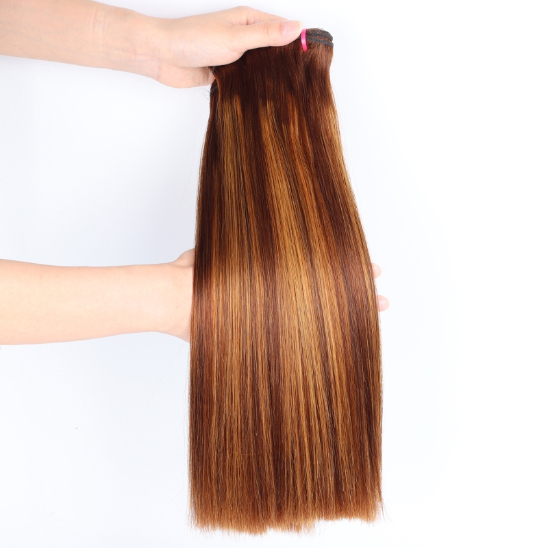 Whosale Double Brown Bone Straight Cuticle Aligned Human Virgin Brazilian Straight Body  wave Hair Extension