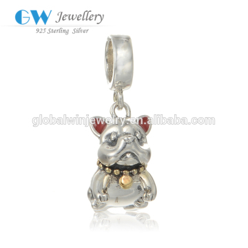 925 Sterling Silver Charm Cute Dog Dangle Bracelet Dangle