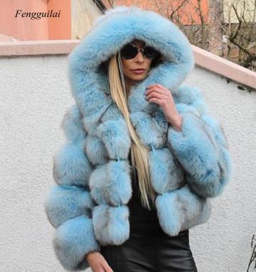 Women Fashion Luxury Faux Fur Coat Hooded Autumn Winter Warm Overcoat Woman Warm Fake Fur Solid color Coats Female Ladies