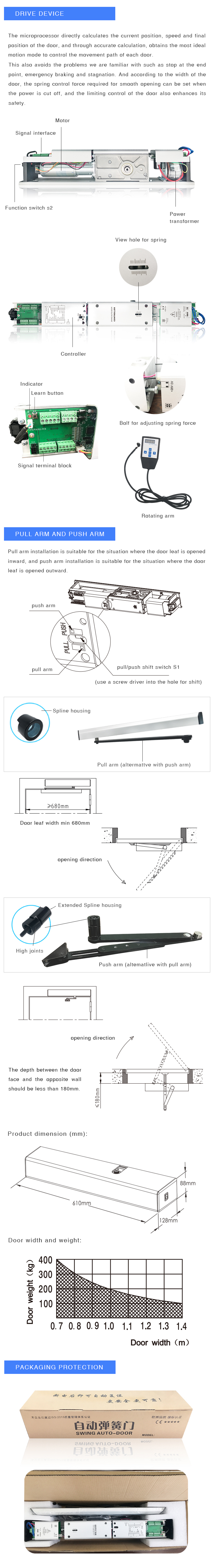 DSW85 spring auto swing door opener for Combining with Fire Door