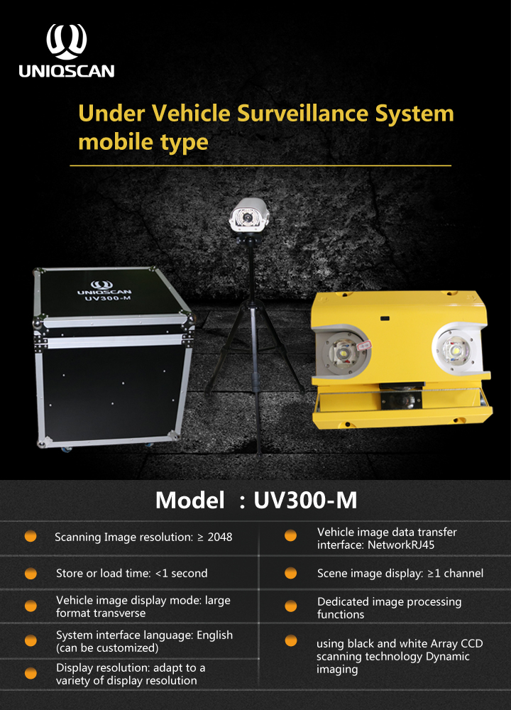 Vehicle Safety equipment Under Car Scanning System For Inspection UV300-M Under Vehicle Inspection Detector