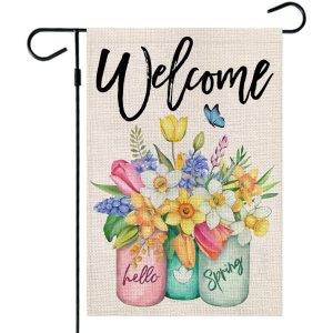 Spring Garden Flag Floral Mason Jar