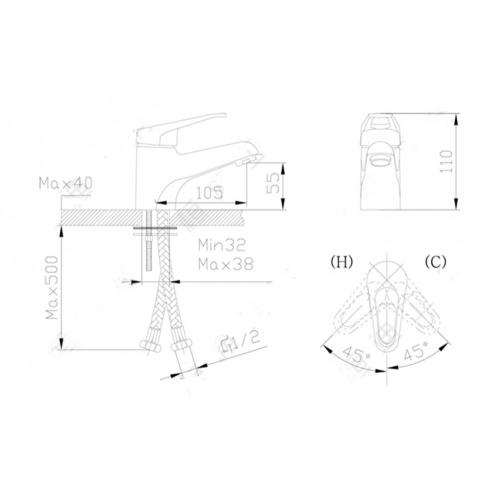 Bathroom Deck Mounted Basin Faucet