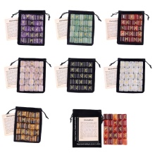 Gemstone Runes Set of 25 Engraved Rune Stone with Guide Book Velvet Bag for Beginners Witchcraft/Divination/Meditation/Spiritual