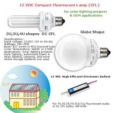 12VDC electronic ballast dc energy saving lamp bulb Compact Fluorescent Lamp CFL