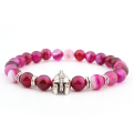 Urok mody Red Banded Agate Stone Bead Bracelet