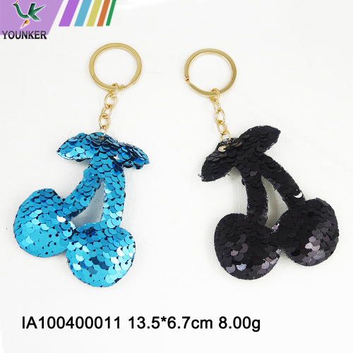 Sequined cherry key chain bag pendant