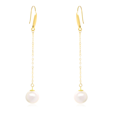 18K Gold Ear Jewelry Freshwater Drop Pearl Earrings