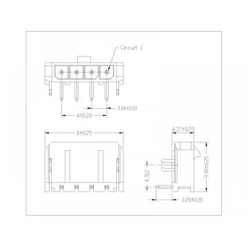 MX3.0mm 90 graus com série de conectores de wafer de garfo