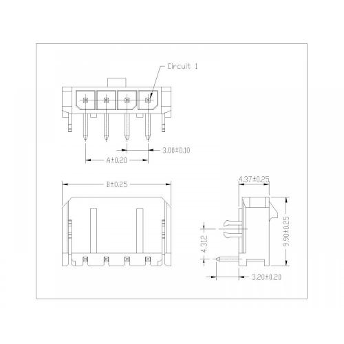 MX3.0mm 90 độ với loạt kết nối Wafer Fork