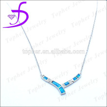 China factory wholesale 925 sterling silver blue opal necklace