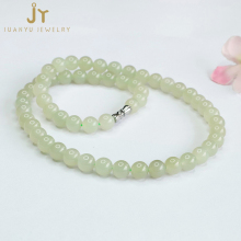 High-Quality Hetian Jade Beads Necklace: Natural Stone Green Jade Necklace for Women in Simple Style