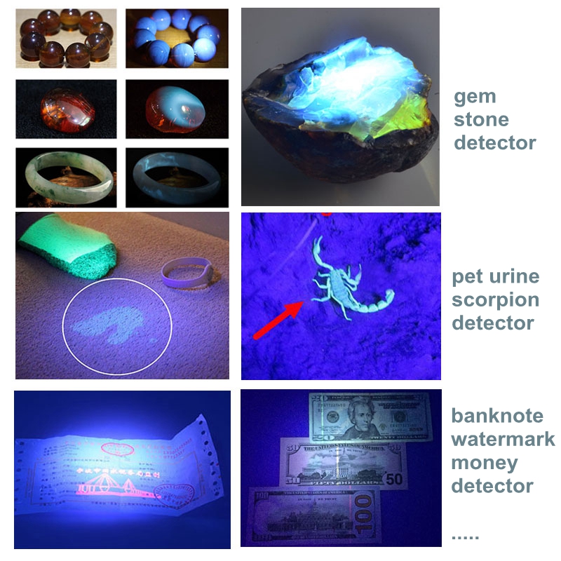 Mini Zoomable Single Mode Ultraviolet Led Blacklight Flashlight UV 365nm Flashlight For Money Detector Leak detector