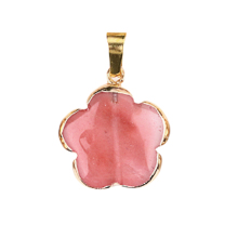Cherry Quartz 20MM Flower Wrapped Golden Stone Pendant for DIY Making Jewelry