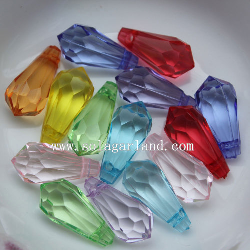 Glitter Spike Acrylic Faceted Teardrop Pendant Beads