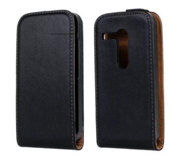 Genuine Leather Motorola Cell Phone Covers , Moto X Black Flip Phone Case