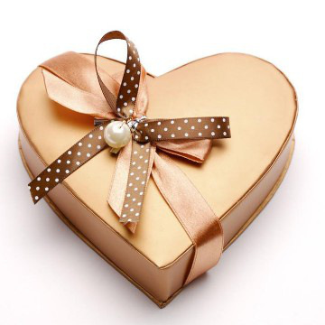 Exquisite cardboard heart shaped chocolate box with ribbon