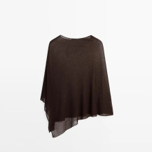 Women's thin perspective asymmetric knitted cape
