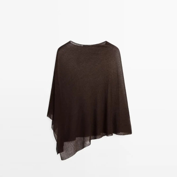 Women's thin perspective asymmetric knitted cape