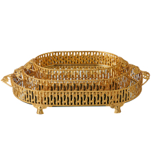 Roman-Style Metal Mirrored Ornate Tray - Perfect Jewelry Serving Tray for Mother's Day Gifts