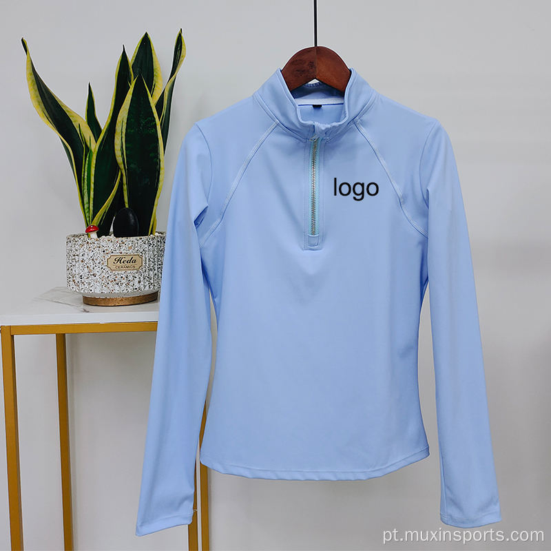 Camisa de competição equestre de camisa azul de Zip BaseStria