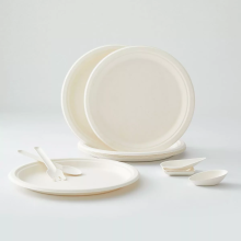 Biodegradable White Sugarcane Bagasse Round Plate