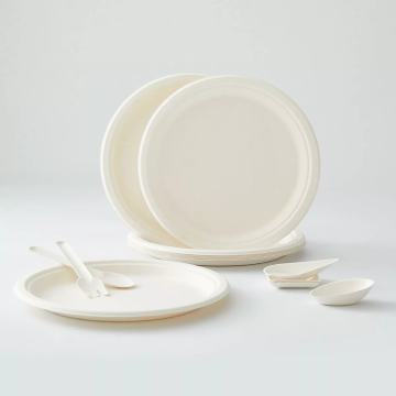 Biodegradable White Sugarcane Bagasse Round Plate
