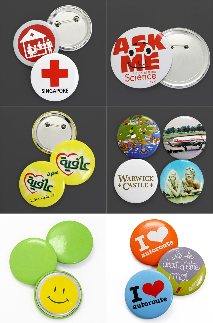 Fashion custom round plastic pin button badge