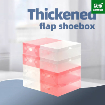 Foldable plastic shoe box with lid