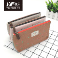 Popular simple color embroidery partysu pu pencil case