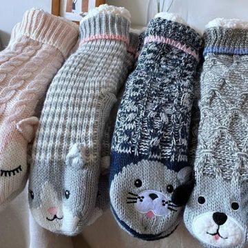 Sherpa Designer Thick Knit Slipper Socks