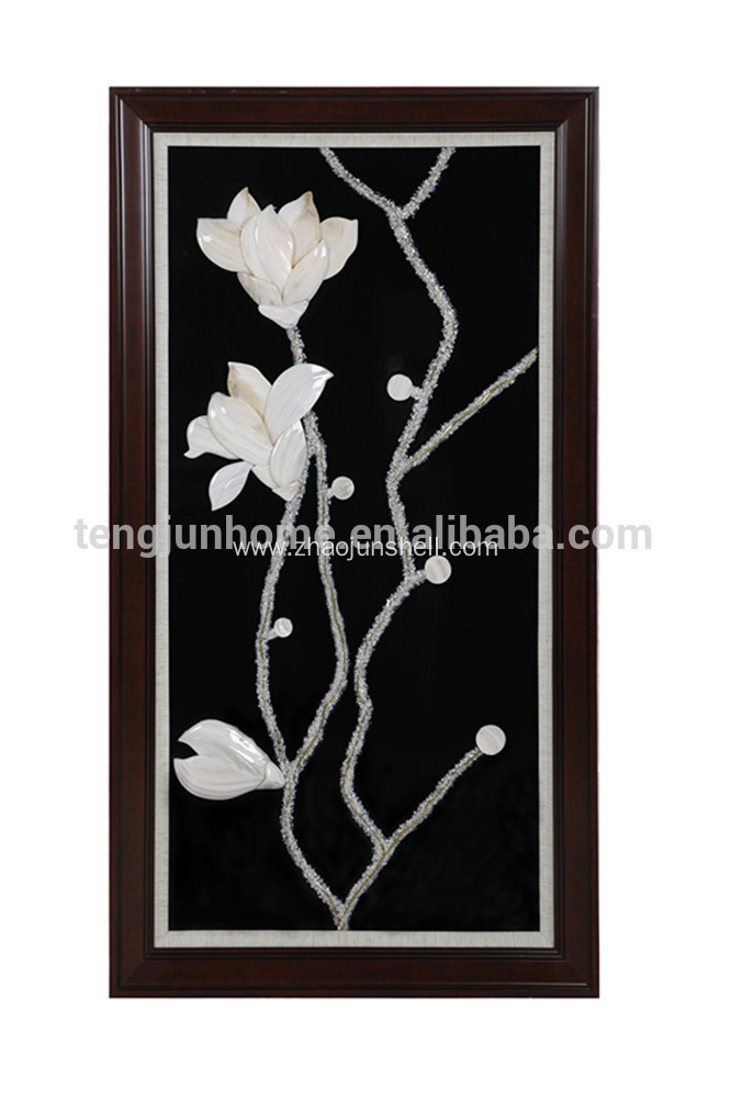 Unique Shell Made Magnolia Flower Shape Wall Picture for Decoration