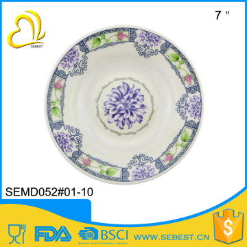 cheap creative unique design round melamine plastic salad plate